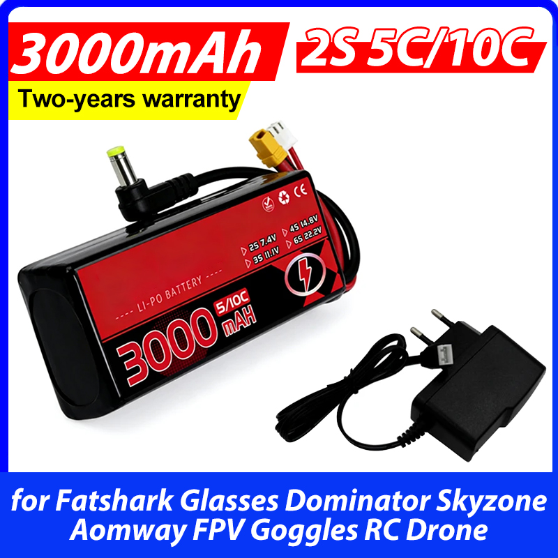 Skyzone Sky04X Pro Oled Fpv Goggles - Аккумулятор LiPo 3000 мАч 2S 5C